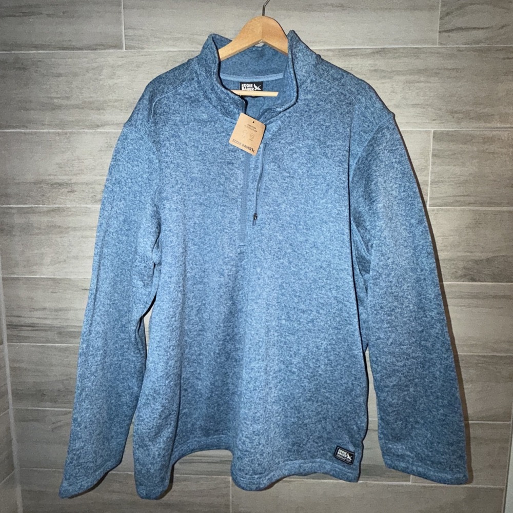 Eddie Bauer Men's Radiator Fleece 1/4 Zip Pullover Blue 2XL Jacket NWT